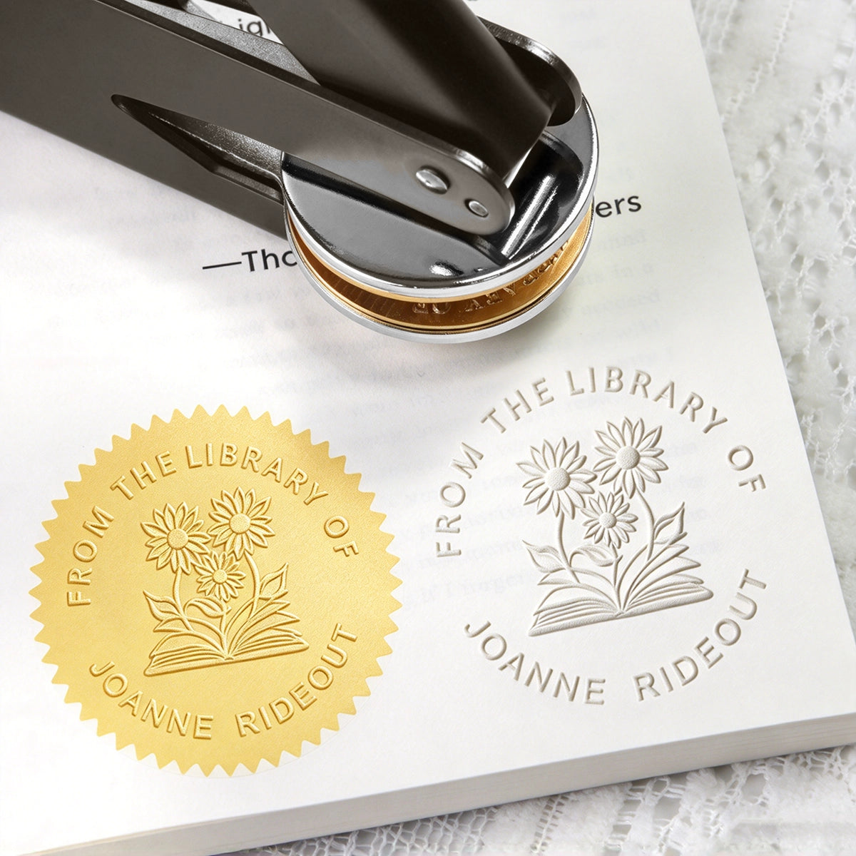 Custom Book Embosser | Custom Personalized Library Stamp for Book Lovers Gift | Leewindo