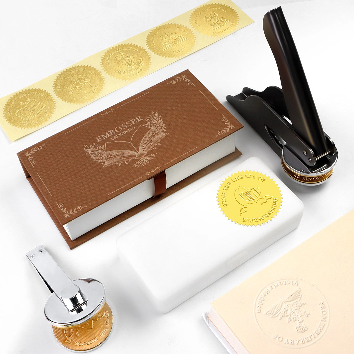 Custom Book Embosser | Personalized From The Library Of Library Stamp | Leewindo